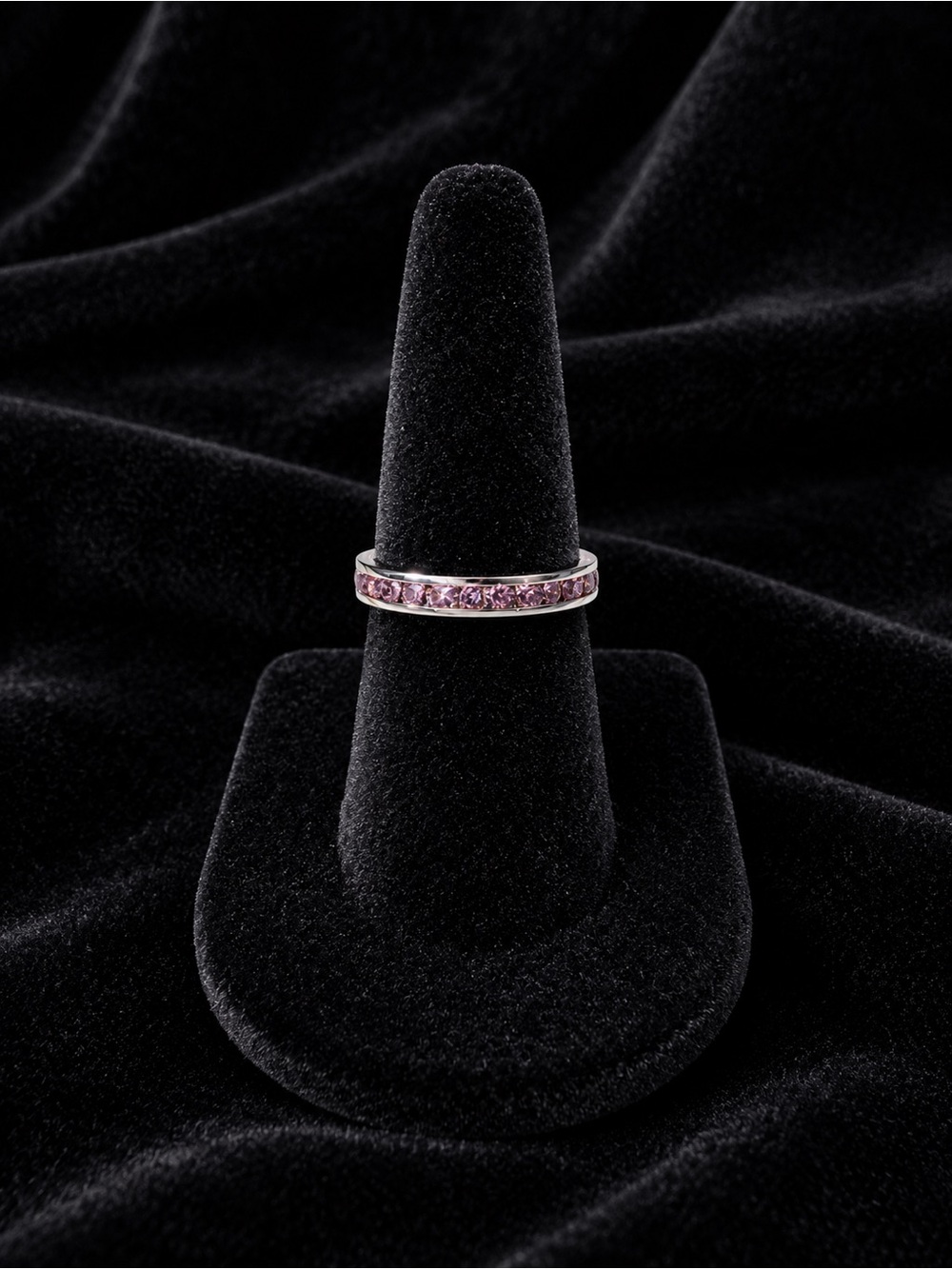 Silver Lavender Channel-Set Eternity Ring Size 5